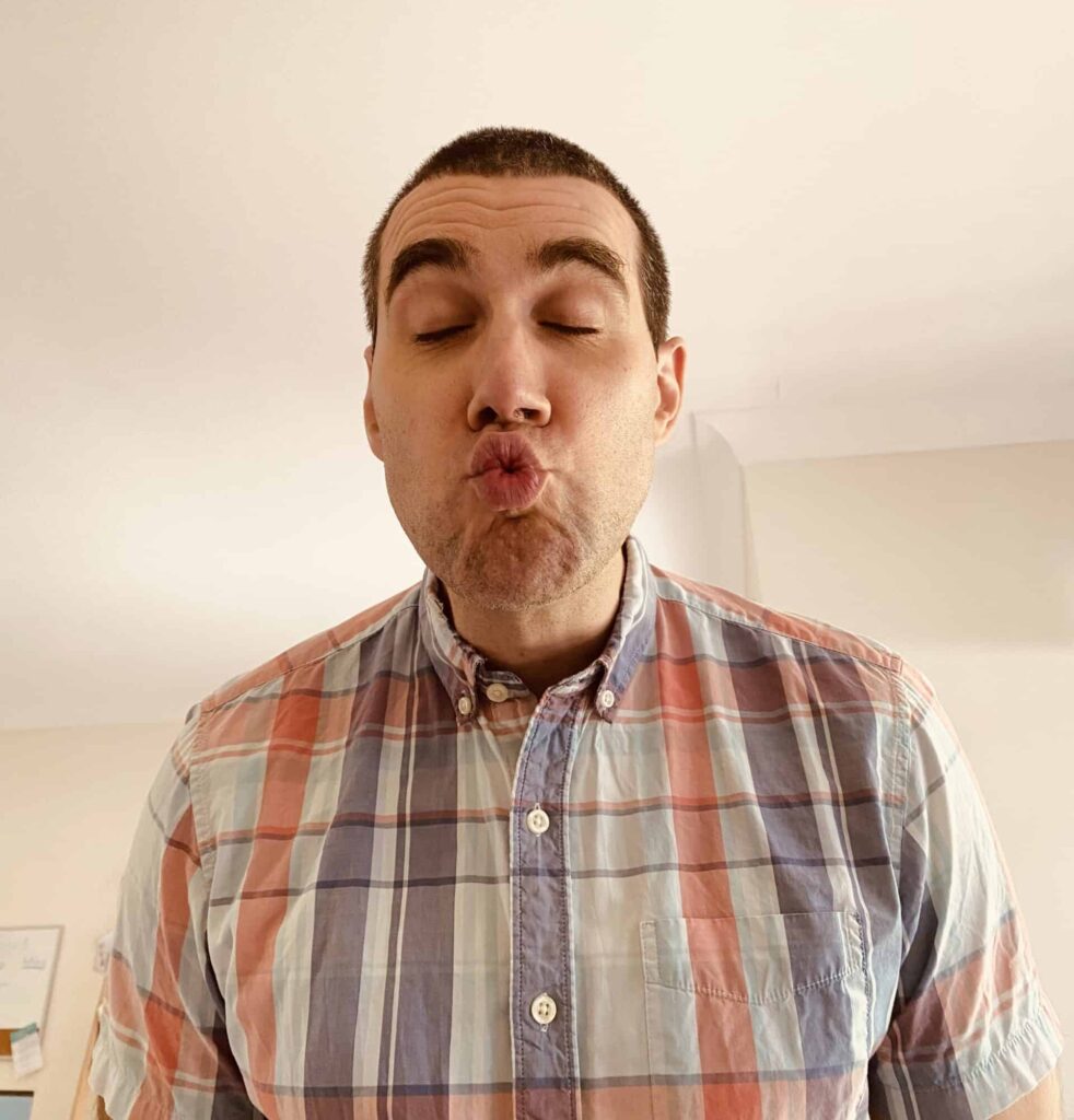 Male silly kissy face